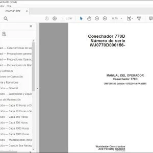 John Deere Cosechador 770D MANUAL DEL OPERADOR OMF066593 PDF