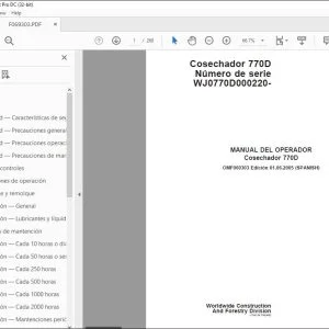 John Deere Cosechador 770D MANUAL DEL OPERADOR OMF069303 PDF