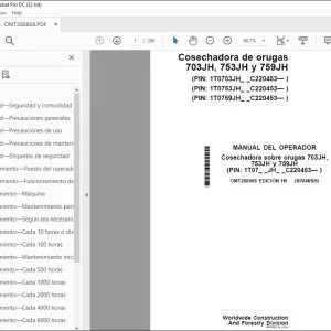 John Deere Cosechadora sobre 703JH, 753JH y 759JH MANUAL DEL OPERADOR PDF