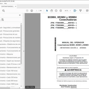 Manual del Operador John Deere Cosechadoras 803MH 853MH 859MH PDF