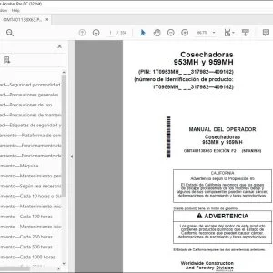 John Deere Cosechadoras 953MH y 959MH MANUAL DEL OPERADOR PDF