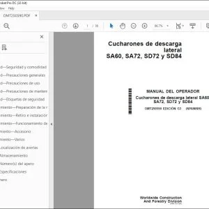 John Deere Cucharones de descarga lateral SA60, SA72, SD72 y SD84 MANUAL DEL OPERADOR PDF