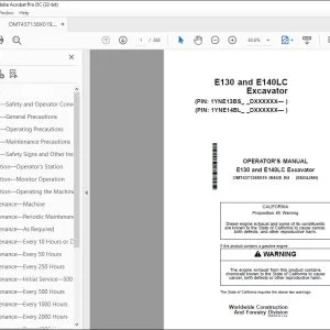 John Deere E130 & E140LC Excavator Operator's Manual OMT437138X019 PDF