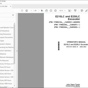 John Deere E210LC & E230LC Excavator Operator's Manual - PDF DOWNLOAD