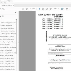 John Deere E240, E240LC & E260LC Excavator Operator's Manual PDF