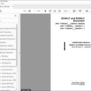 John Deere E240LC & E260LC Excavator Operator's Manual - PDF DOWNLOAD