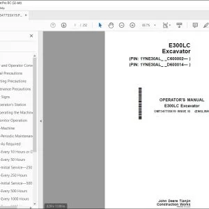John Deere E300LC Excavator Operator's Manual - PDF DOWNLOAD