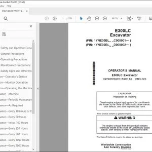 John Deere E300LC Excavator Operator's Manual OMT400978X019 PDF