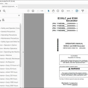 John Deere E330LC & E360 Excavator Operator's Manual OMT401302X19 PDF