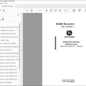 John Deere E36ZS Excavator Operator's Manual OMT434731X019 PDF