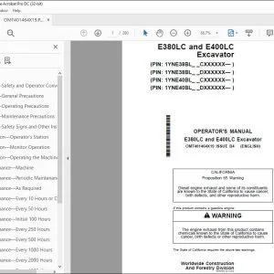 John Deere E380LC & E400LC Excavator Operator's Manual OMT401464X19 PDF