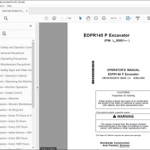 John Deere EDPR145 P Excavator Operator's Manual OMT487609X019 PDF