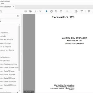 John Deere Excavadora 120 MANUAL DEL OPERADOR OMT185533 PDF