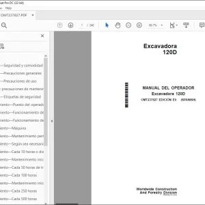 John Deere Excavadora 120D MANUAL DEL OPERADOR OMT237827 PDF