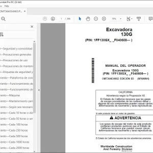 John Deere Excavadora 130G MANUAL DEL OPERADOR OMT364034X63 PDF