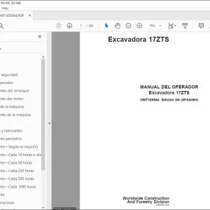 John Deere Excavadora 17ZTS MANUAL DEL OPERADOR OMT185584 PDF