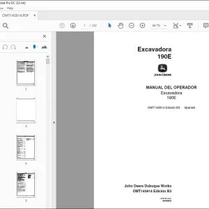 John Deere Excavadora 190E MANUAL DEL OPERADOR OMT145814 - PDF DOWNLOAD