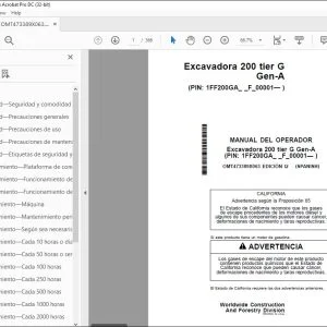 John Deere Excavadora 200 tier G Gen-A MANUAL DEL OPERADOR PDF
