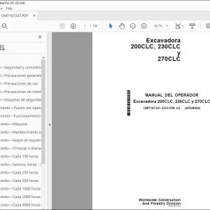 John Deere Excavadora 200CLC, 230CLC y 270CLC MANUAL DEL OPERADOR PDF