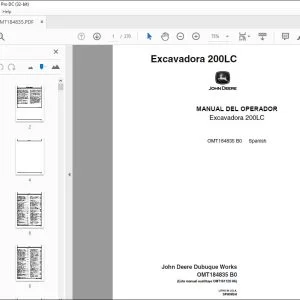 John Deere Excavadora 200LC MANUAL DEL OPERADOR OMT184835 PDF