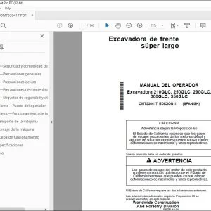 John Deere 210GLC, 250GLC, 290GLC, 300GLC, 350GLC MANUAL DEL OPERADOR PDF