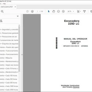 John Deere Excavadora 225D LC MANUAL DEL OPERADOR OMT226916 PDF