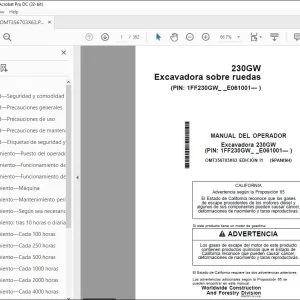 John Deere Excavadora 230GW MANUAL DEL OPERADOR PDF