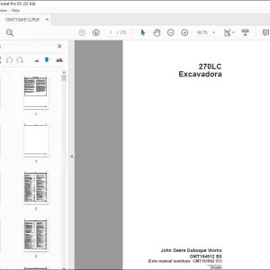 John Deere Excavadora 270LC MANUAL DEL OPERADOR OMT184912 PDF