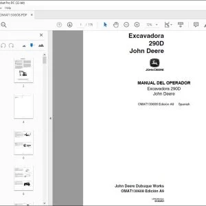John Deere Excavadora 290D MANUAL DEL OPERADOR OMAT130608 PDF