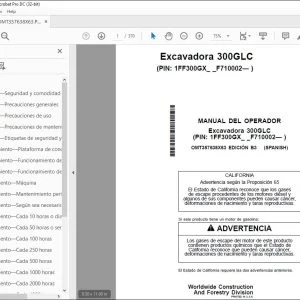 John Deere Excavadora 300GLC MANUAL DEL OPERADOR OMT357638X63 PDF