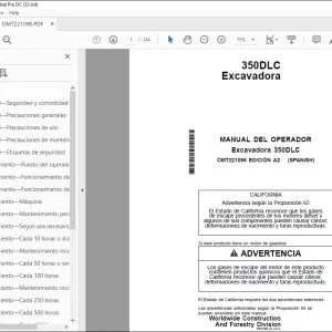 John Deere Excavadora 350DLC MANUAL DEL OPERADOR OMT221096 PDF
