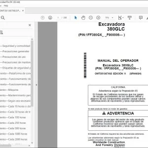 John Deere Excavadora 380GLC MANUAL DEL OPERADOR OMT351367X63 PDF