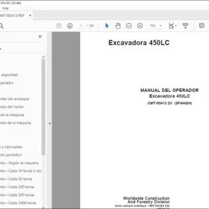 John Deere Excavadora 450LC MANUAL DEL OPERADOR OMT185413 PDF