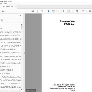 John Deere Excavadora 690E LC MANUAL DEL OPERADOR OMT154566 PDF