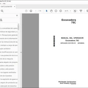 John Deere Excavadora 75C MANUAL DEL OPERADOR – PDF DOWNLOAD