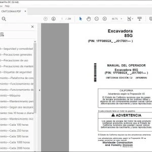 John Deere Excavadora 85G MANUAL DEL OPERADOR OMT339644 - PDF DOWNLOAD