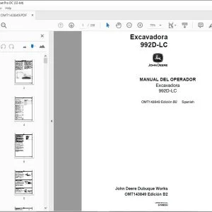 John Deere Excavadora 992D-LC MANUAL DEL OPERADOR OMT143849 PDF