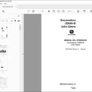John Deere Excavadora JD690-B MANUAL DEL OPERADOR OMT46544 PDF