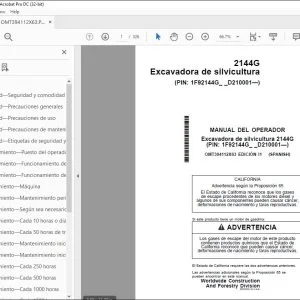 John Deere Excavadora de silvicultura 2144G MANUAL DEL OPERADOR PDF