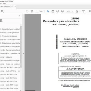 John Deere 2154G Excavadora Forestal Manual del Operador PDF