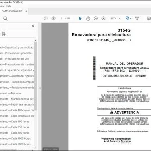John Deere 3154G Excavadora Forestal Manual de Operación PDF