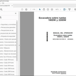 John Deere Excavadora sobre ruedas 190DW y 220DW MANUAL DEL OPERADOR PDF