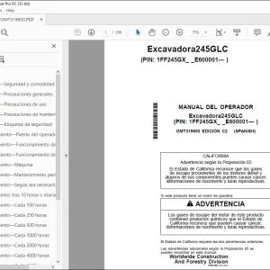 John Deere Excavadora245GLC MANUAL DEL OPERADOR OMT319600 PDF