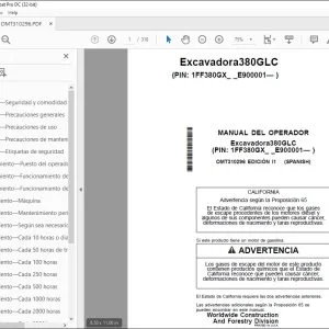 John Deere Excavadora380GLC MANUAL DEL OPERADOR OMT310296 PDF