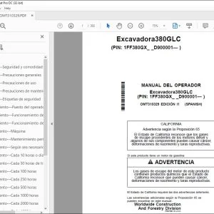 John Deere Excavadora380GLC MANUAL DEL OPERADOR OMT310329 PDF