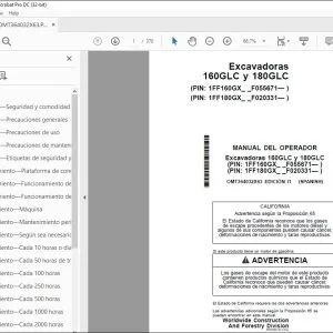 John Deere Excavadoras 160GLC y 180GLC Guia del Operador PDF