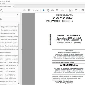 John Deere Excavadoras 210G y 210GLC MANUAL DEL OPERADOR PDF