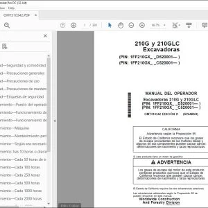 John Deere Excavadoras 210G y 210GLC Guia del Operador PDF