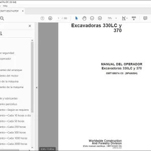 John Deere Excavadoras 330LC y 370 MANUAL DEL OPERADOR OMT185074 PDF