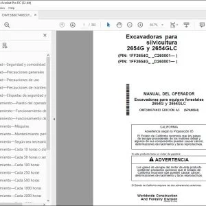 Manual de Operación John Deere Excavadoras 2654G y 2654GLC PDF